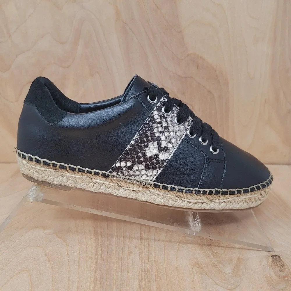 Carlos Santana Women's Sneakers 8 M Giselle black Leather Snake Print Espadrille